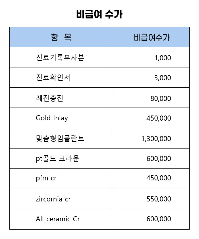 비보험수가안내